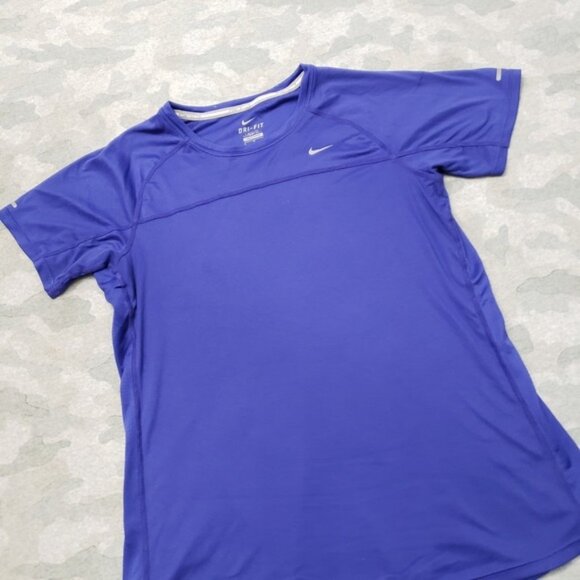 Nike Running Top Womens Large Blue Dri-Fit Short Sleeve - Picture 2 of 5